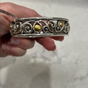 Brighton Silver Open Scroll Magnetic Clasp Bracelet